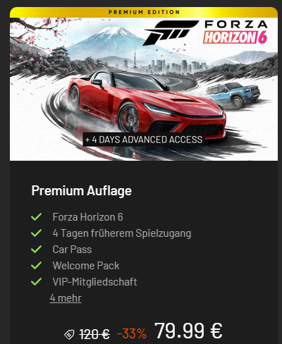 luucaa77's tweet photo. @DarkHado69 @aarongreenberg @ForzaHorizon Cant you just return the game and then buy the Premium Edition? If you don't necessarily want to play on Steam, buy it through Instant Gaming for the Xbox app, you can get the Premium Edition there for about 80 euros. https://t.co/PzMbKLeVyn