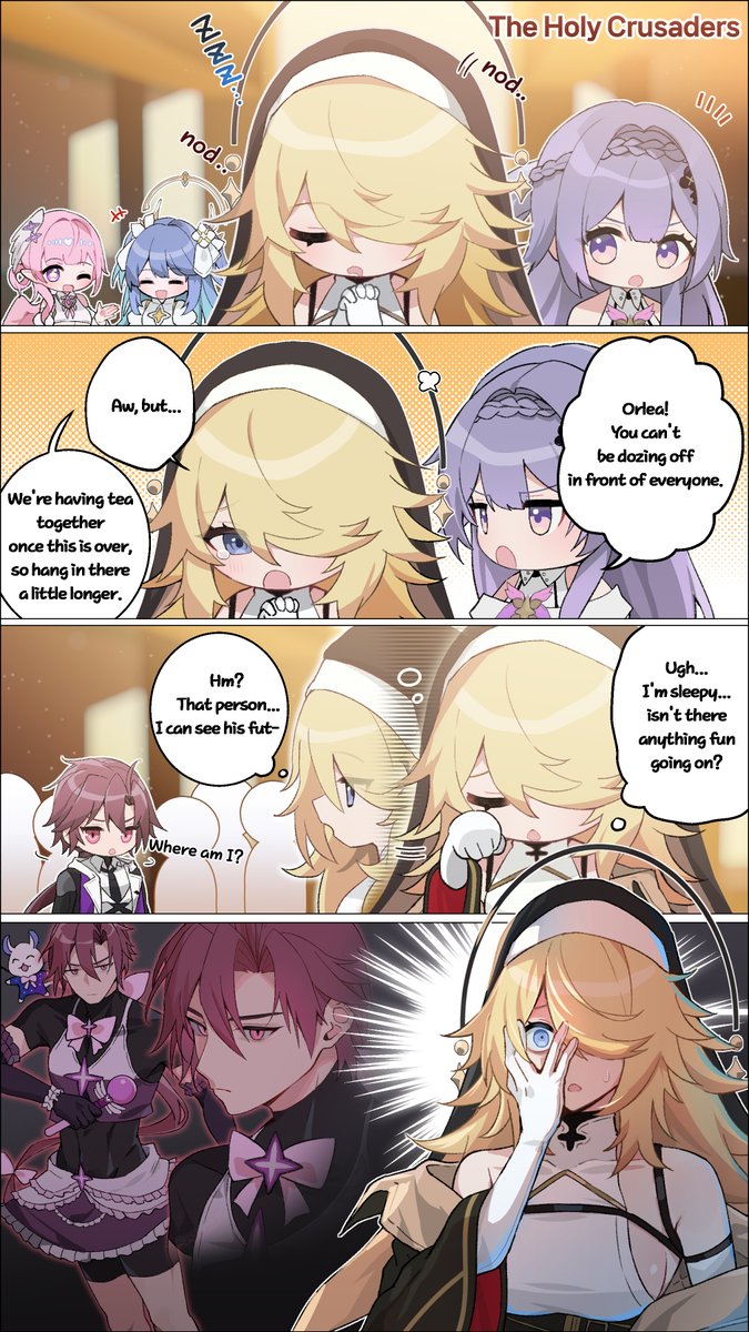 CZN_Official_EN's tweet photo. ◤#ChaosZeroNightmare 4-panel Comic "The Holy Crusaders"◢  

The official 4-panel comic, created in collaboration with artist @tare_nu, is now live! 
Meet The Holy Crusaders👀 https://t.co/oCMiGk6GHF