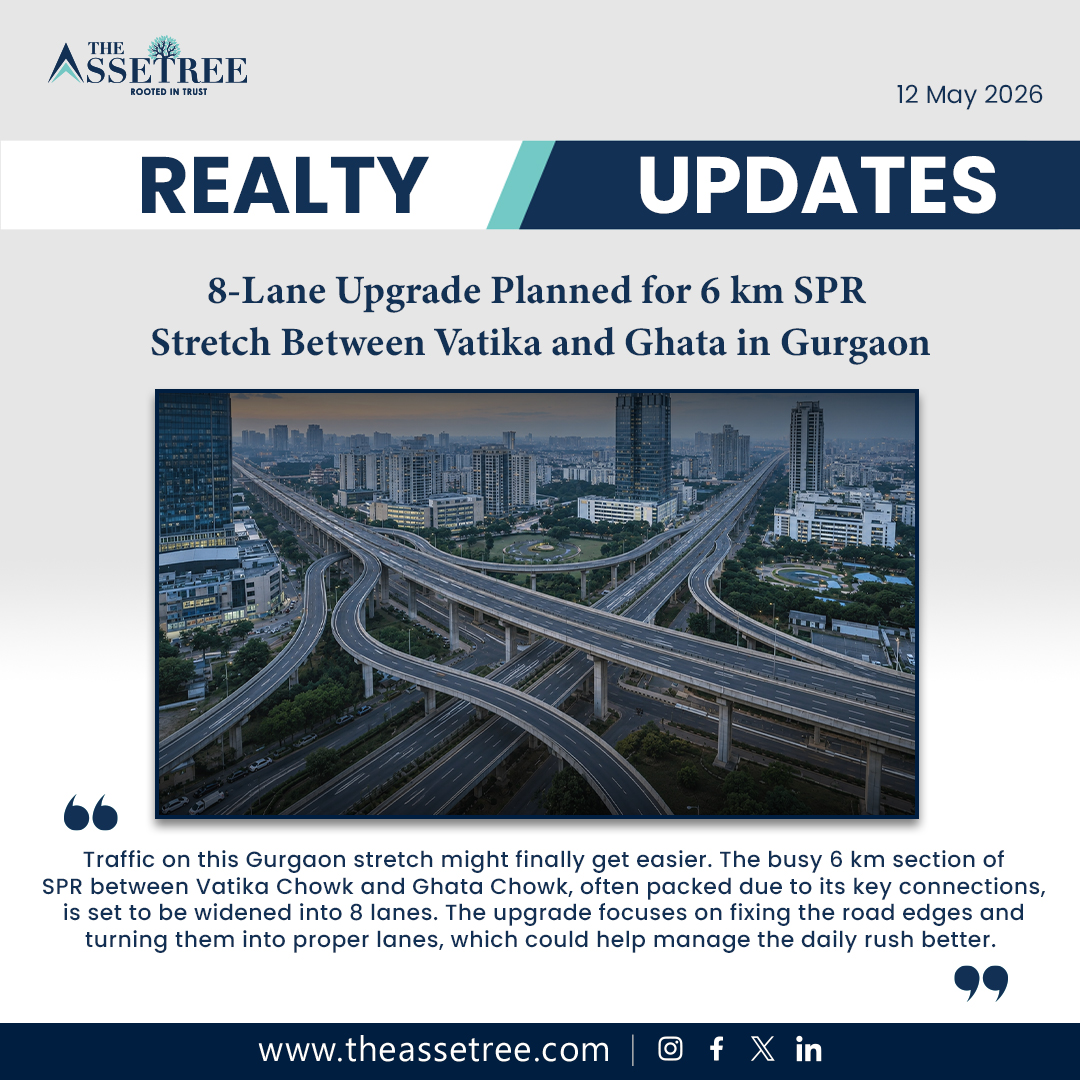 TheAssetree's tweet photo. 🚧 Gurgaon’s SPR stretch between Vatika Chowk &amp; Ghata Chowk is set for an 8-lane upgrade.

The 6 km corridor connects Golf Course Road, Sohna Road, NH-48 &amp; Dwarka Expressway 

ReadMore: https://t.co/FNZppr8ITy

#TheAssetree #Gurgaon #SPR #SohnaRoad https://t.co/099iTDm1At