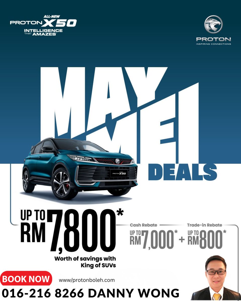 protonboleh's tweet photo. This May-Mei and Save more while you're at it 🤩
The 𝐏𝐑𝐎𝐓𝐎𝐍 𝐀𝐥𝐥-𝐍𝐄𝐖 𝐗𝟓𝟎 was built for the Bold, and this month, the Deals are just as daring.
𝐑𝐞𝐰𝐚𝐫𝐝𝐬 𝐰𝐨𝐫𝐭𝐡 𝐮𝐩 𝐭𝐨 𝐑𝐌𝟕,𝟖𝟎𝟎* !!!

#protonpandanindah #protonampang 
016-2168266 Proton Danny https://t.co/JPfoVeiTV7
