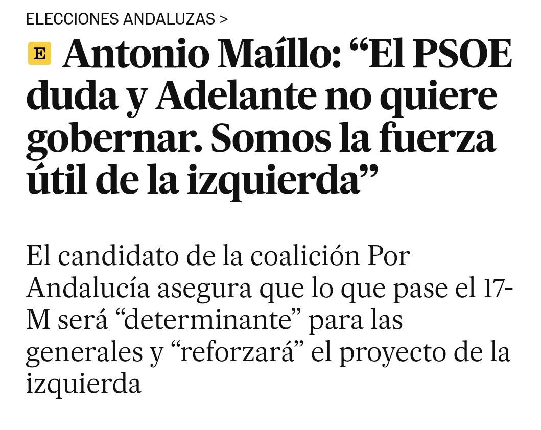 pradillo_21's tweet photo. Desde Por Andalucía han iniciado una campaña de difamación contra adelante. 

AA claro que quiere gobernar, pero quiere hacerlo si puede aplicar su programa. IU, en cambio, lo ha hecho renunciando a todos sus principios y programa 

No todo vale para pillar un par de Conserjerías https://t.co/88U27XhEYZ