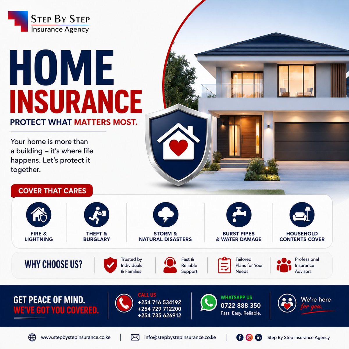 StepByStepIA's tweet photo. 🏡 Your home is where life happens ❤️
Protect it from fire, theft, storms, water damage &amp; more with Home Insurance. 🛡️
✔ House
✔ Household items
✔ Electronics &amp; valuables

Because peace of mind matters.

#HomeInsurance #ProtectWhatMatters #PeaceOfMind #SecureYourHome https://t.co/8MG9fOlNtW