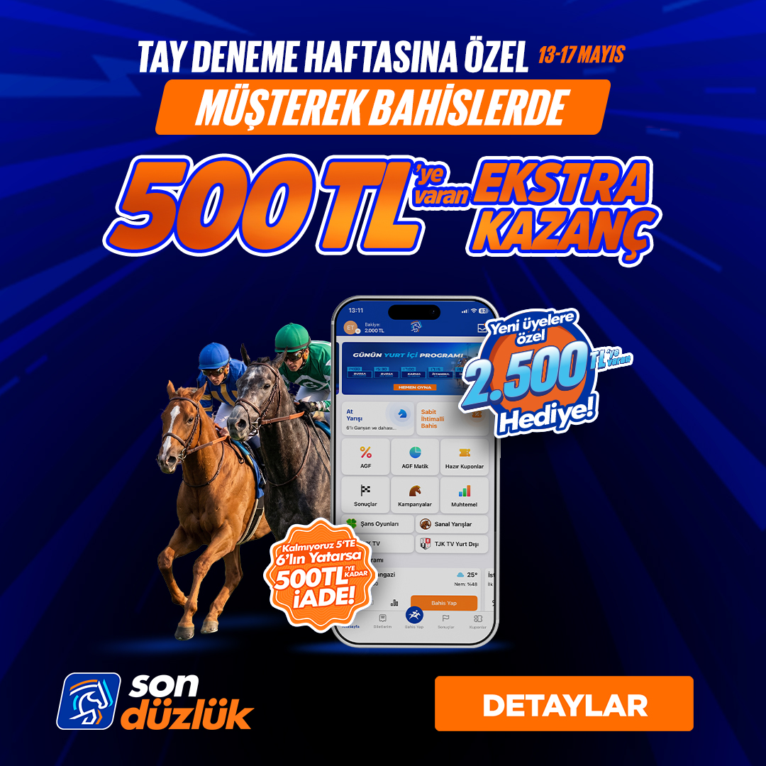 sonduzluk's tweet photo. 🏇Tay deneme haftasına özel müşterek bahislerde 500 TL'ye varan ekstra kazanç!  Yeni üyelere 2.500 TL'ye varan hediye fırsatını kaçırma! Hemen üye ol, sen de kazan!
