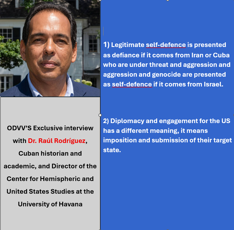ngoodvv's tweet photo. ODVV’S Exclusive interview with Dr. Raúl Rodríguez, Cuban historian and academic, and Director of the Center for Hemispheric and United States Studies at the University of Havana
https://t.co/oSJ1IAiJ4T https://t.co/XjokdpYmpu