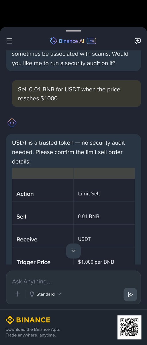 Loreano_A's tweet photo. @binance One prompt. That's all it took. ๐ฅ
#BinanceAiPro https://t.co/oeyGWDiHsT