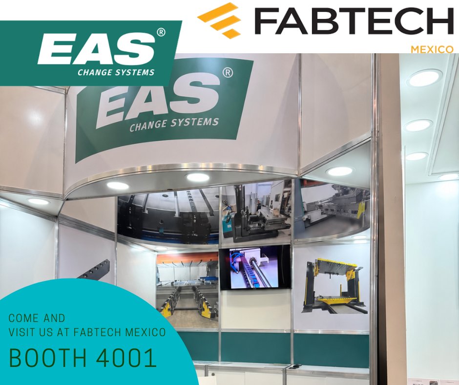 EAS_Europe's tweet photo. 🚨Welcome to Day 2 Fabtech Mexico 2026! 🚨
Come visit EAS at Booth 4001 to explore the latest innovative die change solutions.

🔗 Learn more: https://t.co/MyJF3NVmWV

#DieSolutions #InnovationInClamping #DieHandling #DieLifter #PreRoller #TradeShow https://t.co/PRxV1l6yM8