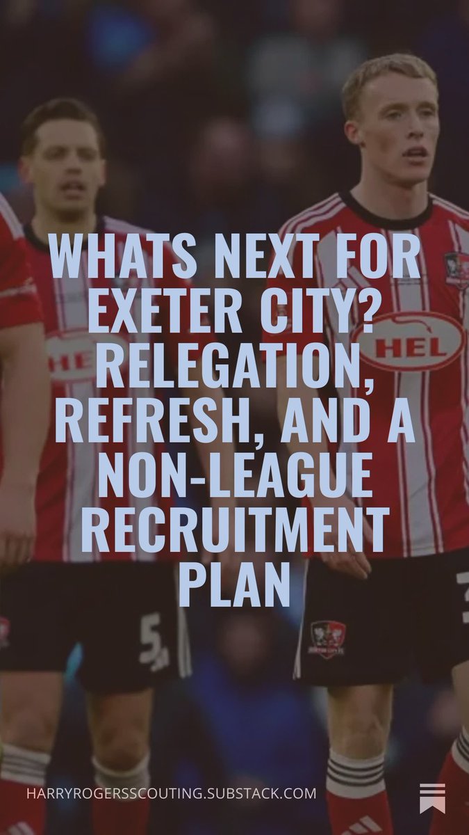 HRScouting's tweet photo. In my latest article, I discuss Exeter City’s unfortunate financial woes, and present some low cost Non-League recruitment options I feel would be worth risking in the EFL.
#EFL #NonLeague 
#ECFC 
https://t.co/jn1RdqQD8J https://t.co/583z2A3rx6