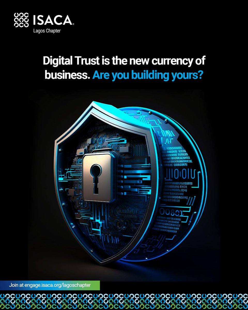 ISACALAGOS149's tweet photo. Digital trust is no longer optional. Itโs what keeps businesses relevant.
The question is; are you building yours?
Join ISACA Lagos and stay ahead in cybersecurity, governance, audit, and digital trust.
#ISACALagos #DigitalTrust #CyberSecurity https://t.co/R5jzWxg7uK