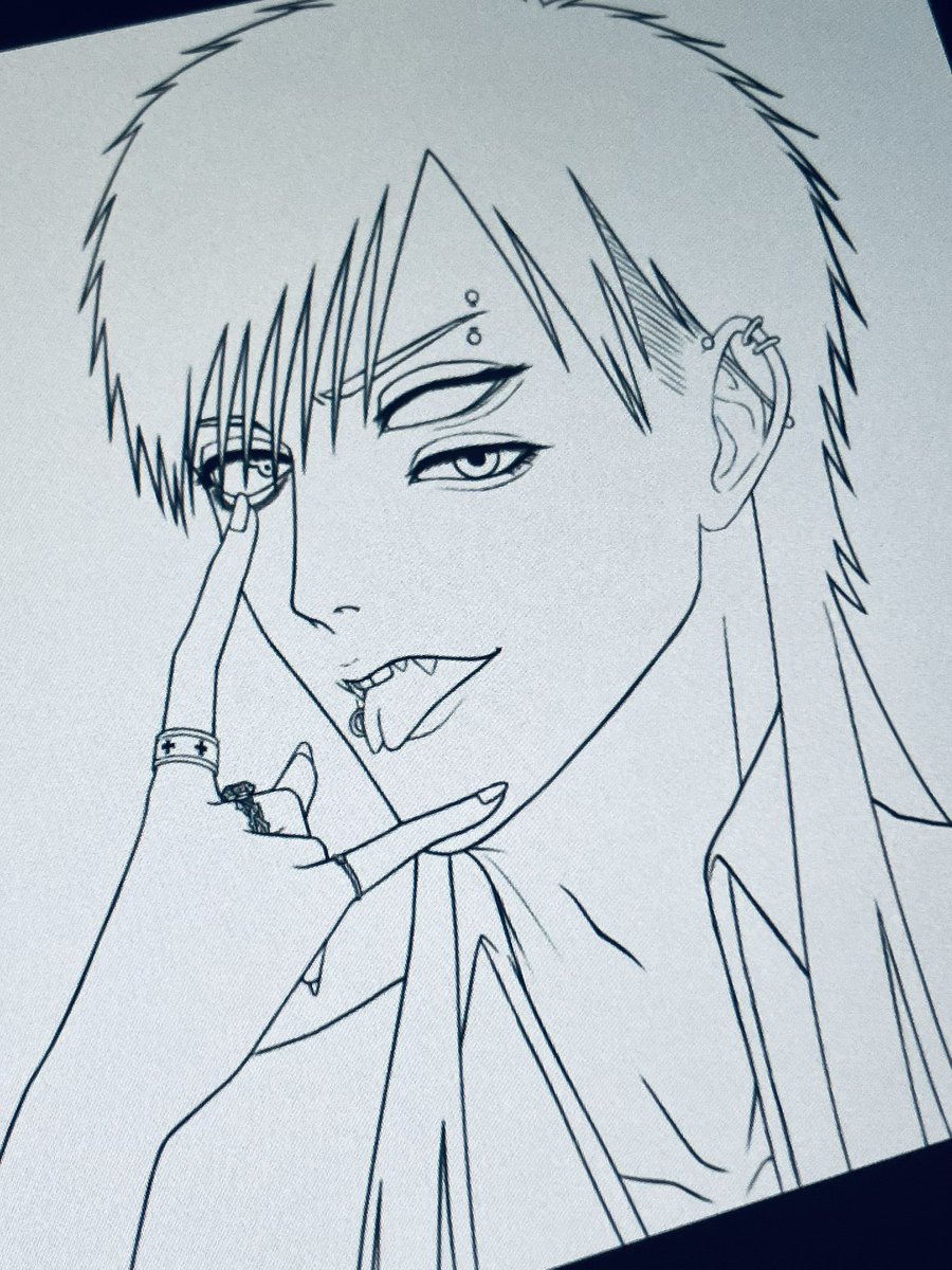 Gurusansyoku's tweet photo. 線画整え作業
後頭部側がまだ
メイクと傷が無いと顔が良すぎて狂う🤯 https://t.co/AkJSS9zgPc