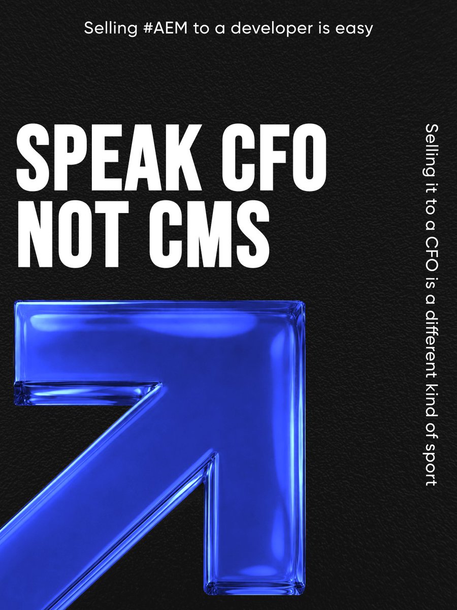 DevHandlerHQ's tweet photo. Speak CFO, not CMS!

Non-technical buyers don't need to understand #AEM. They need to understand what breaks without it!
Slower time-to-market. Revenue loss due to localization delays. Campaigns that depend on one developer who just quits quietly, or gives up trying to do better. https://t.co/LmcR8WR820