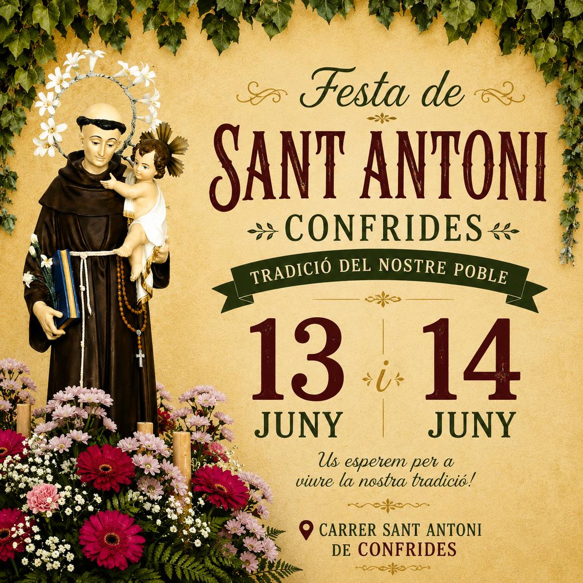confrideslabdet's tweet photo. Cas. 🎉 ¡La calle San Antonio de Confrides ya se prepara para sus tradicionales fiestas! 🎉

📅 Los días 13 y 14 de junio, la calle volverá a llenarse de música, danzas y ambiente festivo con la celebración de la Fiesta de San Antonio. https://t.co/2i4OgErtwt