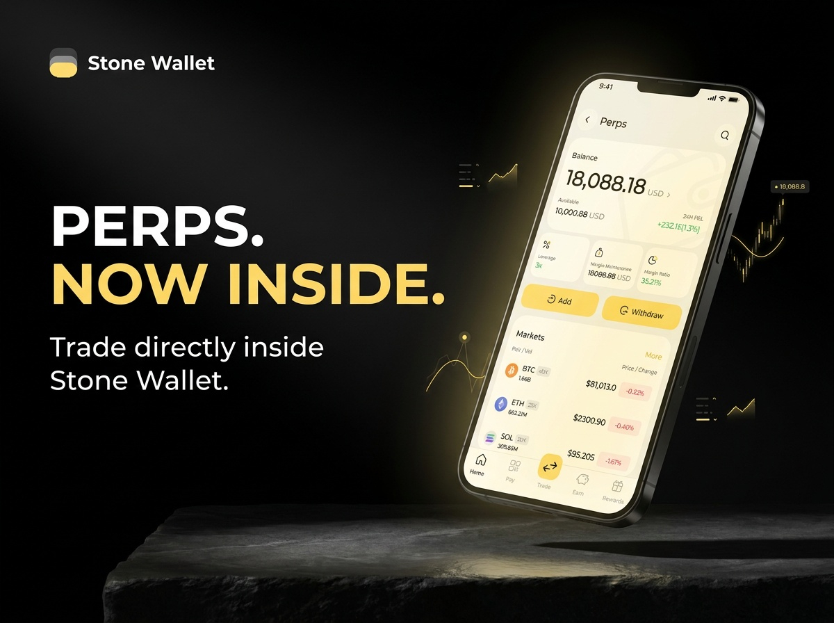 stone_wallet's tweet photo. Perp Trading is now live on Stone Wallet.

Seamless on-chain perp trading, built into your everyday crypto wallet.

Trade anytime, anywhere — enjoy the convenience of DEX perps experience wherever you go.

Try it now: https://t.co/lAffEKh7Op https://t.co/fTkTkzCnKj