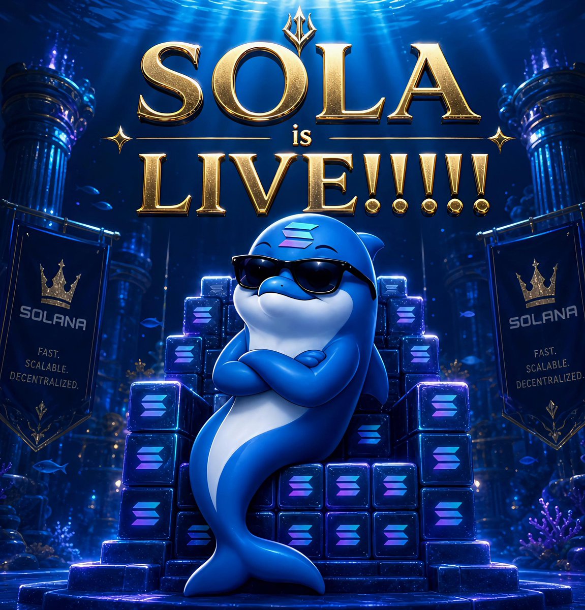 SolaTheDolphin's tweet photo. We didn't just launch a token... We started a revolution!!! ✊ SOLA is here to empower builders and believers on Solana. Are you with us? #SOLAtoken #SolaDolphin #SolanaRevolution #Sol #Meme #BuildTheFuture #Utility https://t.co/t452In8SCj