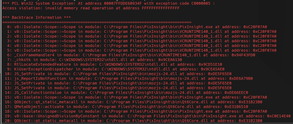 ohzak1's tweet photo. PixInsight 1.9.4 がリリースされたので早速インストール
JavaScript Runtimeが一新されたけど，CorrectMagentaStars実行後にすべてのビューを閉じるスクリプトを動かすとエラーを吐くのは直っていなかった
#PixInsight https://t.co/yZum1p4BpF