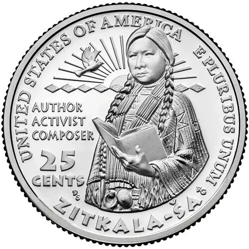 usstatequarters's tweet photo. Writer. Composer. Activist. Zitkala-Sa fought for Native American rights long before she graced a quarter. The 2024-S honors her extraordinary legacy. https://t.co/ocvQHUdGWO #ZitkalaSa #AmericanWomenQuarters #CoinCollecting #NativeAmericanHistory https://t.co/6ZnpjHBrN4