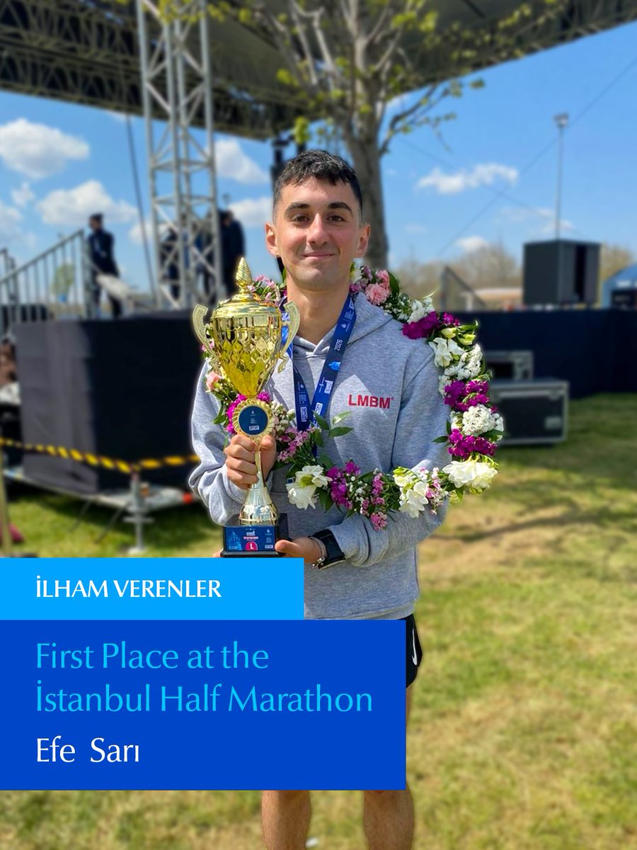medipolint's tweet photo. 🥇 Our student Efe Sarı from the Department of Nutrition and Dietetics placed 1st in the 20–23 age category at the İstanbul Half Marathon 21.1 km race. Congratulations and continued success! 👏 https://t.co/RSIMNoC9VP