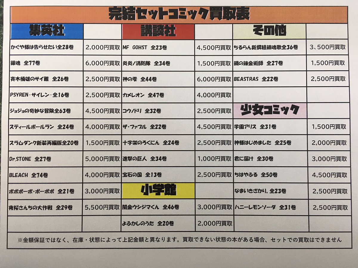 こんにちは😊 #ブックエコ中間店 です セットコミック高価買取中です