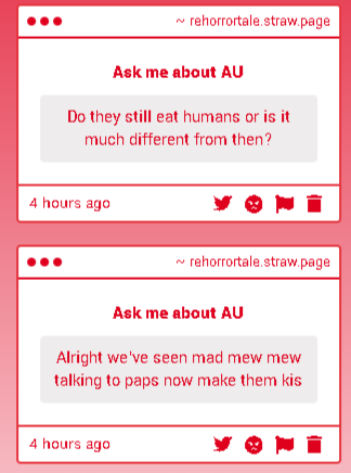 klunets's tweet photo. They dont eat humans, Aliza is the first human fallen after Frisk. A little bit of lore dump. Don't worry, it'll be shown in comic (not the last frame)

I'll make other QnA after some pages releases!

#ask_re_horrortale https://t.co/v2IQ5UWHKS