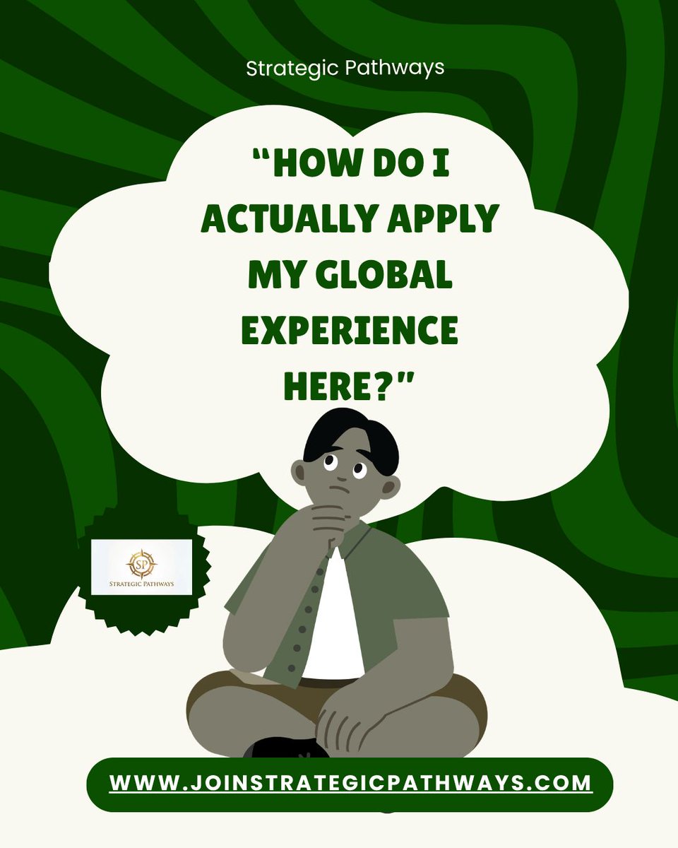 SPathways_'s tweet photo. We’re seeing a pattern…
More professionals are asking:
“How do I actually apply my global experience here?”
Not theory.
Execution.
That’s where Strategic Pathways comes in.
#Professionals #Global #Talent #Execution #StrategicPathways https://t.co/g0PgrG51zw