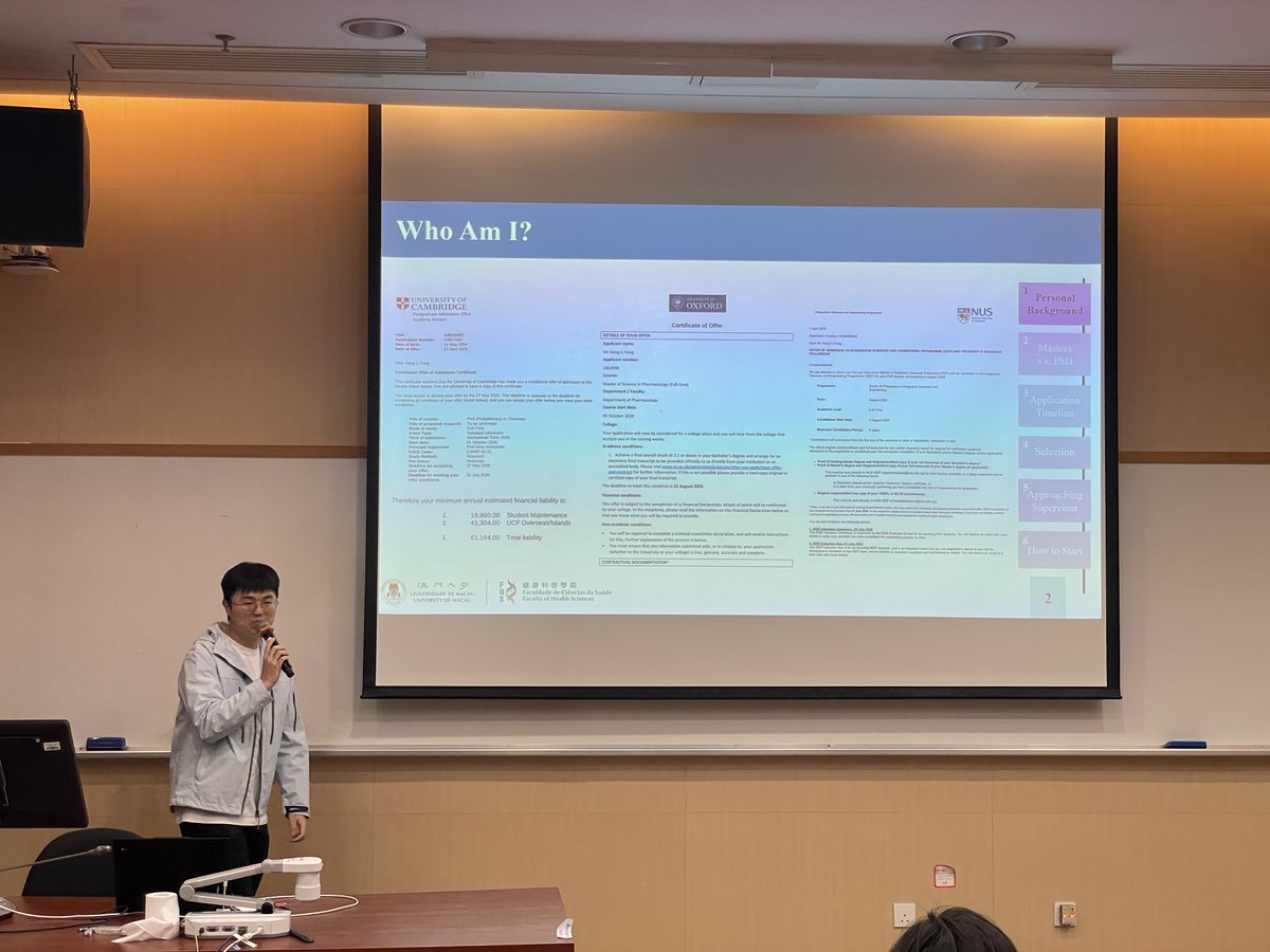 OfMacau's tweet photo. UM FHS recently held a further study sharing session, where outstanding graduates shared their experiences in applying to top universities worldwide, covering research preparation, application strategies. For details, please visit:https://t.co/9Csk4VCiip https://t.co/tAOMQGvtEq
