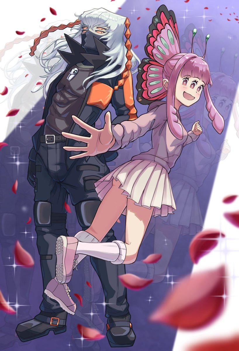 sora2mid's tweet photo. 【OC】シザー＆バタフライ［リメイク］
🕷️🦋

#イラスト#イラスト初心者 https://t.co/mQpOyEQHld