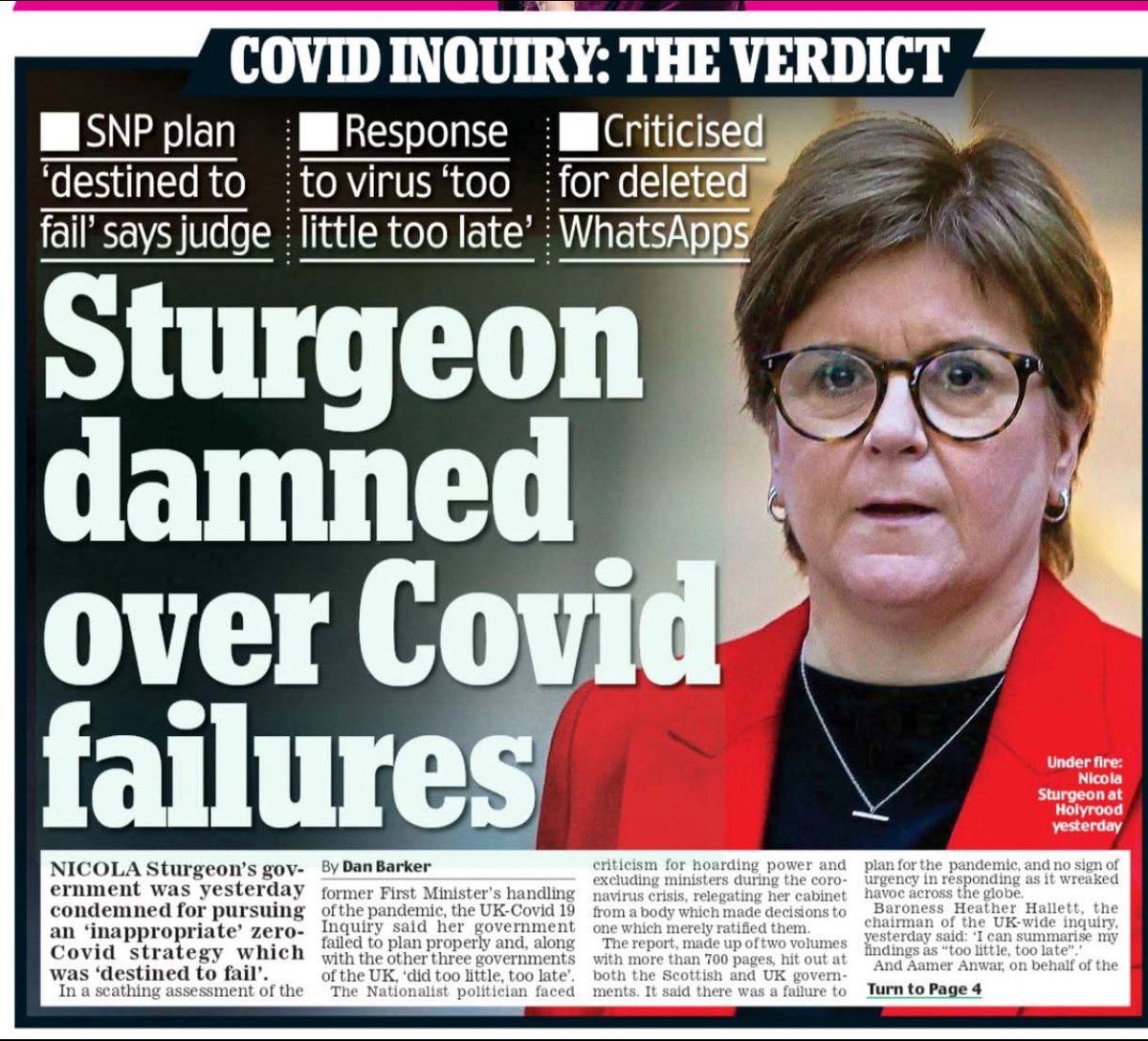 scepticpost's tweet photo. See Sturgeon is coming on to Sky News! Hope they ask her about the Scottish Covid Deaths and her destruction of Covid inquiry evidence. I bet they don’t….it is a National cover up.sturgeon should be in Jail not chat shows. @SkyNews @theSNP https://t.co/5gTyj75fCc