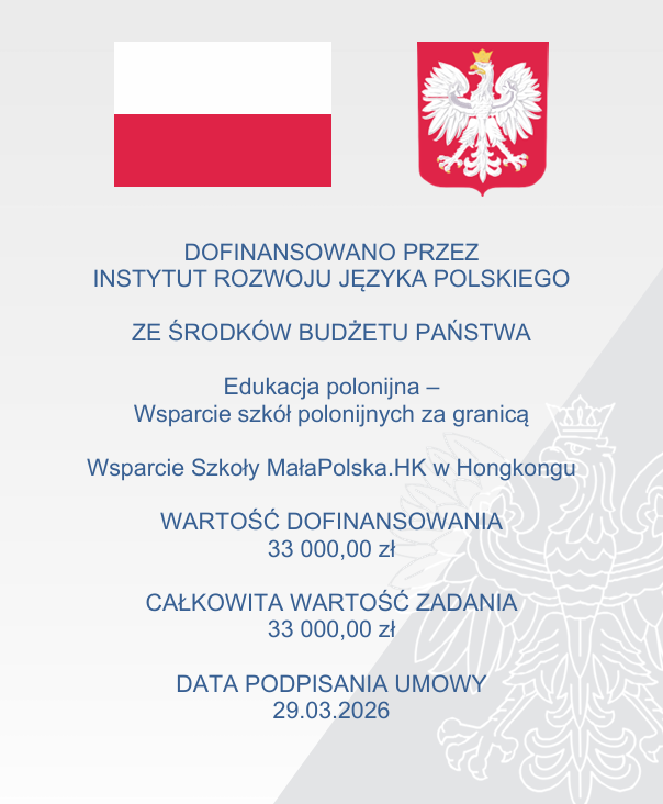 PLinHK's tweet photo. Z radością informujemy, że szkoła sobotnia prowadzona przez nasz Konsulat ponownie otrzymała wsparcie finansowe z Instytutu Rozwoju Języka Polskiego im. M.M. Kolbego. Dziękujemy!
To ogromna szansa na dalszy rozwój edukacji polonijnej w Hongkongu 🇵🇱🇭🇰 @InstytutIRJP https://t.co/n3rWue2aJ4