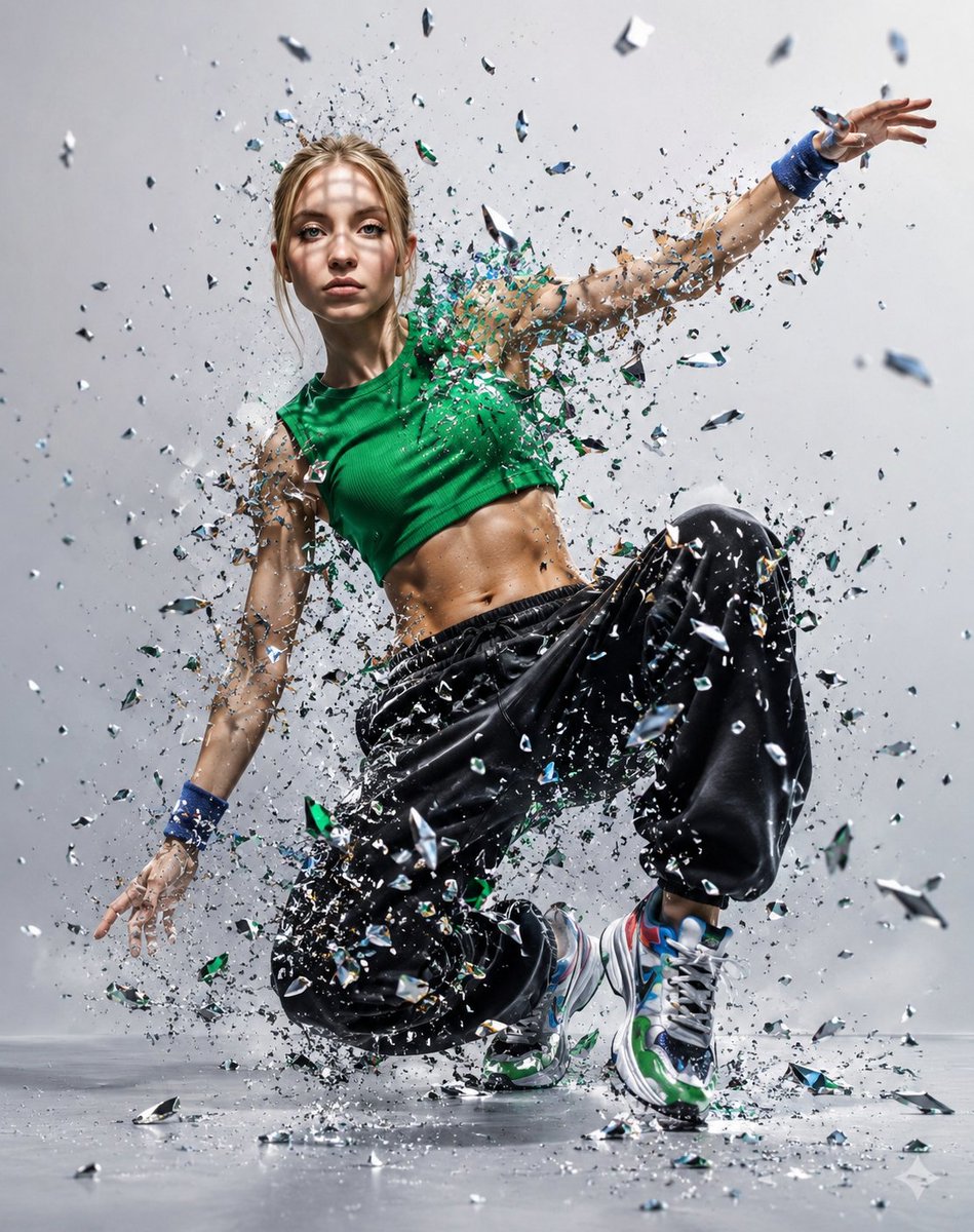 Glass Shard Dance Action Portrait