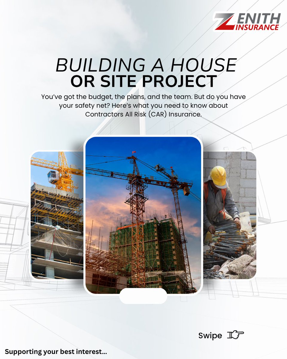 zenithinsng's tweet photo. Thinking about starting a project?
Here’s a quick guide to all you need to know about Contractors All risk policy.

#insurance #construction https://t.co/nm1VjyLcqN