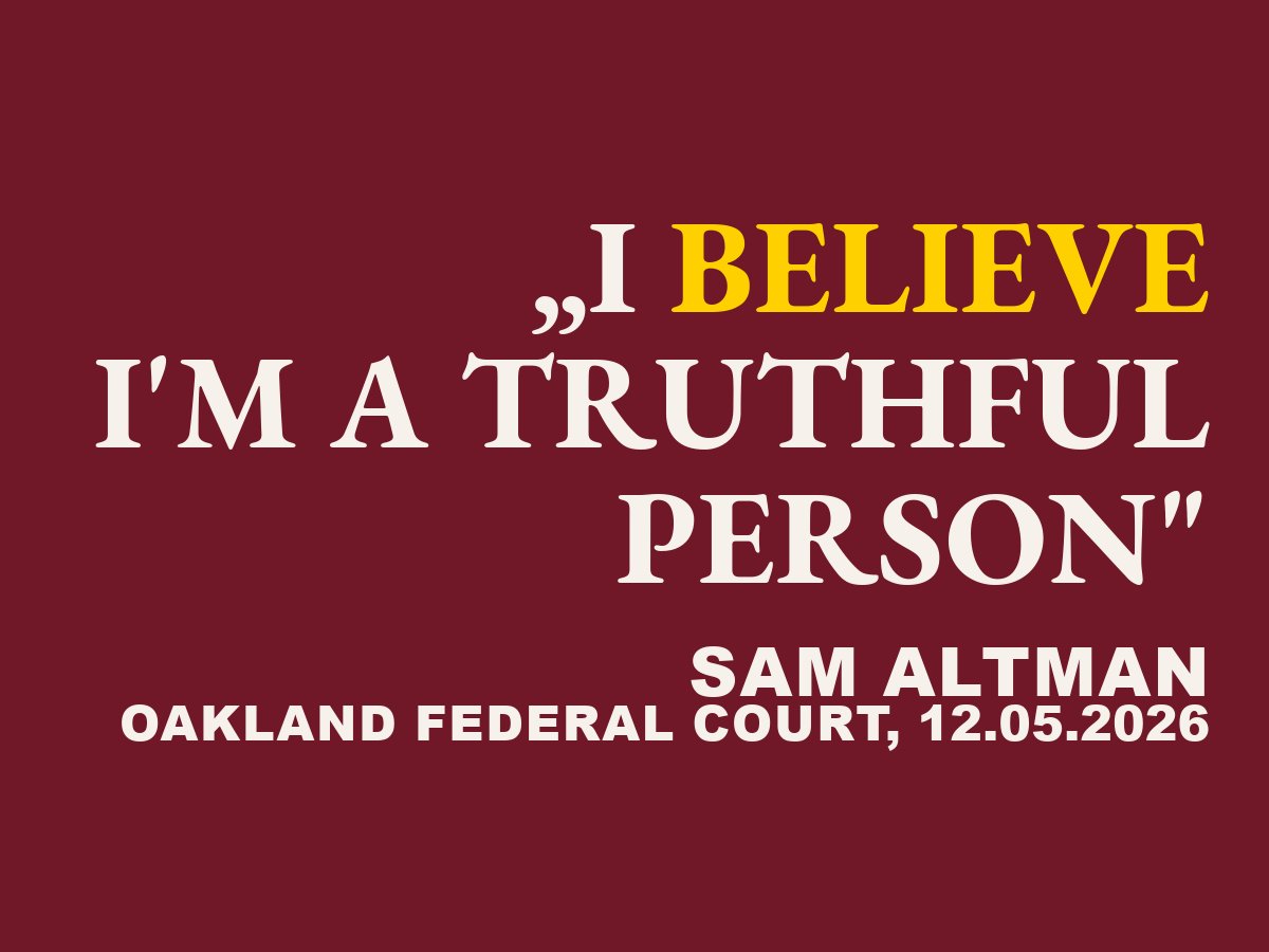Borty's tweet photo. Szybki słownik prawnego języka angielskiego. Nauczyciel Sam Altman:

„Wierzę, że jestem prawdomówną osobą". Oryginał: „I believe I'm a truthful person”. Nie „I am". „I believe I'm". Odpowiedź pod przysięgą w sądzię w Oakland, na pytanie prawnika Muska czy zawsze mówi prawdę – strategia obronna w opakowaniu skromności.

Prawnik Muska dociekał czy przekształcenie OpenAI z organizacji non-profit w capped-profit z dziesiątkami miliardów wyceny i partnerem Microsoft za plecami było zgodne z misją fundacji.

Lista cytatów była szeroka. Pracownicy Loopt, pierwszej firmy Altmana. Dario Amodei, dziś CEO Anthropic, ex-OpenAI, który w marcu nazwał oficjalną komunikację OpenAI „prostymi kłamstwami". Dwie byłe członkinie rady OpenAI, które w listopadzie 2023 zwolniły Altmana z powodu „braku konsekwentnej szczerości wobec rady". Plus nagłówek New Yorkera: „Sam Altman może kontrolować naszą przyszłość. Czy można mu zaufać?". Cztery firmy, kilkanaście lat pracy i jeden zarzut. Statystycznie to już nie pech.

Proces nie wykaże czy Altman jest uczciwym człowiekiem. To raczej już wiadomo. Znaczy: wierzę, że wiem :). To zostawiam sądowi. Ale być może pokaże czy da się prowadzić działania non profit pod presją wielkiego kapitału.

Co już wiemy? Misja organizacji bez egzekwowalnego mechanizmu nadzoru to deklaracja, nie zobowiązanie. OpenAI miało w statucie cel „korzyści dla całej ludzkości". Piękne. Bez sankcji za odstępstwo, bez kogokolwiek, kto by to egzekwował od strony misji. Rada nadzorcza próbowała w listopadzie 2023. W 96 godzin została zmieciona przez koalicję pracowników i Microsoftu. Misja przegrała z płynnością.

Zabawne jest, że teraz o tę misję walczy Elon Musk.

Druga rzecz. Obowiązek wobec akcjonariuszy zawsze pobije misję, gdy nikt nie opisał ex ante, co się dzieje w konflikcie. Misja jako abstrakcja przegrywa z fiducjarną odpowiedzialnością jako konkretem.

Trzecia rzecz. Marketing etyczny i compliance etyczny to dwie różne rzeczy. Pierwszy buduje wycenę. Drugi buduje obronę w sądzie. Łatwo napisać esej o responsible scaling. Trudniej udowodnić, że tempo wdrożeń tej zasadzie odpowiada. W roku, w którym firma rośnie najmocniej, pokusa, by inwestować w pierwsze kosztem drugiego, jest największa. Procesy publiczne potem rozliczają tę pokusę.

Wierzę, że jestem uczciwy w tej ocenie :).

PS: Opinia osobista, komentarz do sprawy publicznej.