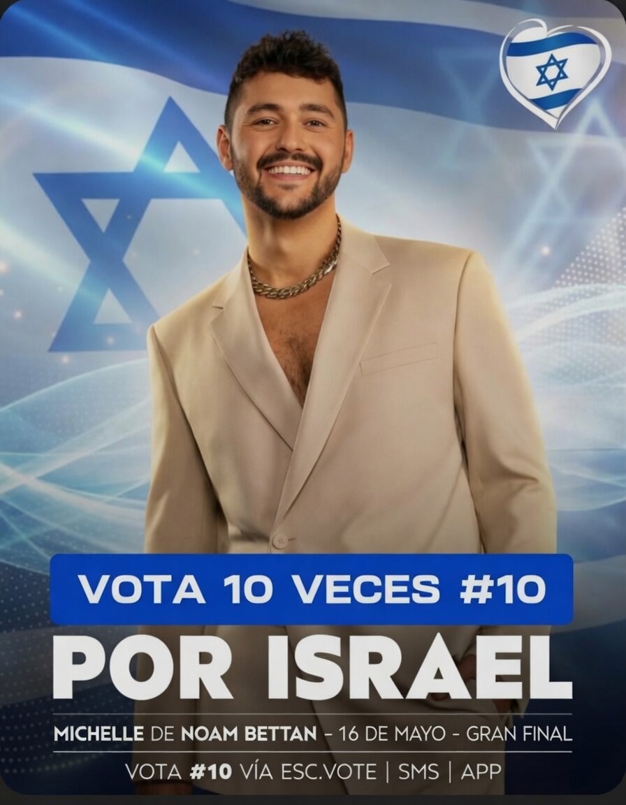 Defensa_Israel's tweet photo. La canción, que utiliza el hebreo, el inglés, el francés, describe una relación amorosa tóxica y destructiva. Según el propio Noam Bettan, "Michelle" representa a una pareja que es a la vez "luz e infierno", una persona que atrae magnéticamente pero que genera un ciclo de dolor del cual es difícil escapar. 
🇮🇱🎶🥳 |  Parte 2  #Eurovision
- La letra utiliza la imagen de estar "atrapado en un carrusel" para explicar esa sensación de dar vueltas en círculos dentro de una relación que no avanza y que termina mareando emocionalmente. 
- La canción se puede votar desde todo el mundo, pero debido al bloqueo a #Israel del gobierno español, RTVE no participa ni emite el festival, lo que implica que al no ser España un país participante, el proceso de votación ha cambiado por completo: 
- Ya no se puede votar a través de llamadas telefónicas o SMS nacionales (los números 905 o los mensajes al 27734 no estarán operativos para el festival).  
- Los espectadores en España ahora forman parte del bloque "Resto del Mundo", y para votar deben entrar en la web oficial https://t.co/CogXusdvPA o utilizar la App oficial de Eurovisión para móviles. 
- El precio suele rondar los 0,99 € por voto y se pueden emitir hasta un máximo de 20 votos por tarjeta/usuario, asi que este año lo ganamos!!  🙏
- Por cierto, Michelle deriva del nombre hebreo Mika'el (מיכאל), una pregunta retórica traducible como: "¿Quién es como Dios?"
Vota #10. Am Israel Jai  🇮🇱