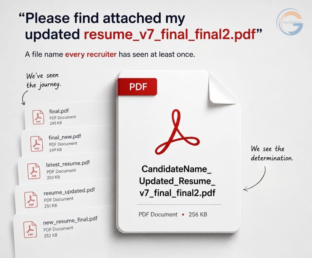 GustoTechNet's tweet photo. “Please find attached my updated resume_final_v7_final2.pdf”
Every recruiter has seen this file name.
At this point, “final2” usually means:fixed alignment,changed the font again,updated the latest project, and one last confidence check before hitting send 👀

#recruitmenthumor https://t.co/6vkp8LSI9J