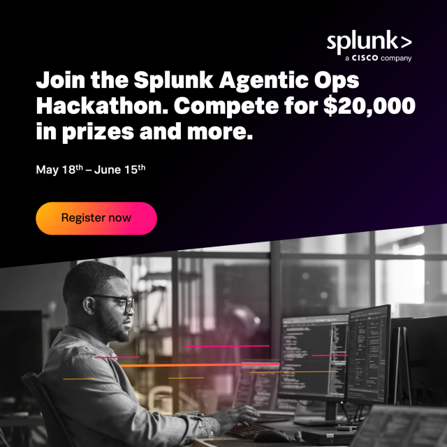markusbleichner's tweet photo. Join the Splunk Agentic Ops Hackathon and build innovative AI-powered solutions across Observability, Security, and Platform use cases. Compete for a share of $20,000 in prizes. Ready to build what’s next? Register for the Splunk AI Hackathon today. https://t.co/dLC2c2KRJ5 https://t.co/0lZzietSjG