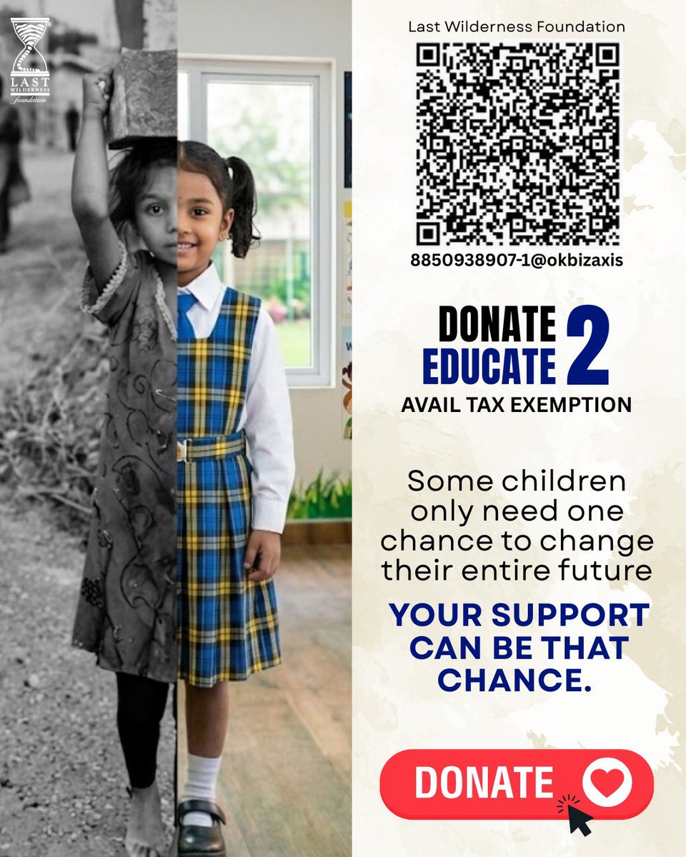 LastWilderness's tweet photo. Education can change a child’s future. Support children from nomadic and tribal communities with access to learning, opportunities, and hope for a brighter tomorrow.
Donate now: 8850938907-1@okbizaxis https://t.co/XHPdzUyNKa