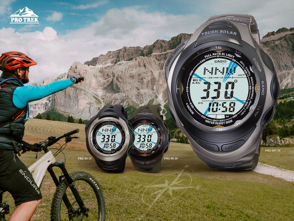 javyscasio's tweet photo. #PROTREK #PRG90 has your back.🏔️⌚
Triple Sensor tracks altitude &amp; barometric differentials instantly. Tough Solar charging that just works.
Whether you’re mountain biking or hiking, it’s the reliable partner that keeps you moving forward.
#javys #vintage #TripleSensor #outdoor https://t.co/RPLvFqWWwM