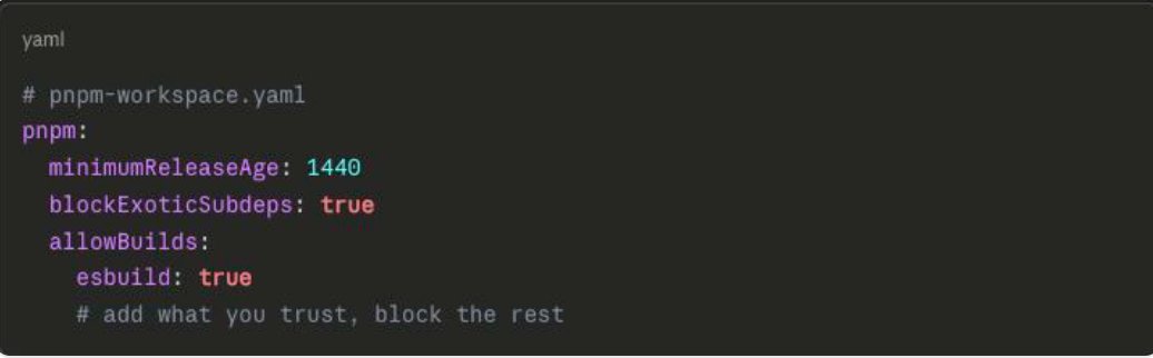 fran4tic's tweet photo. 169 npm packages poisoned last Monday. TanStack. Mistral AI. UiPath. 6 minutes. npm installed them all without blinking.
pnpm v11 ships 3 defaults that break the chain. Thread 🧵 https://t.co/pozwdGkDBR