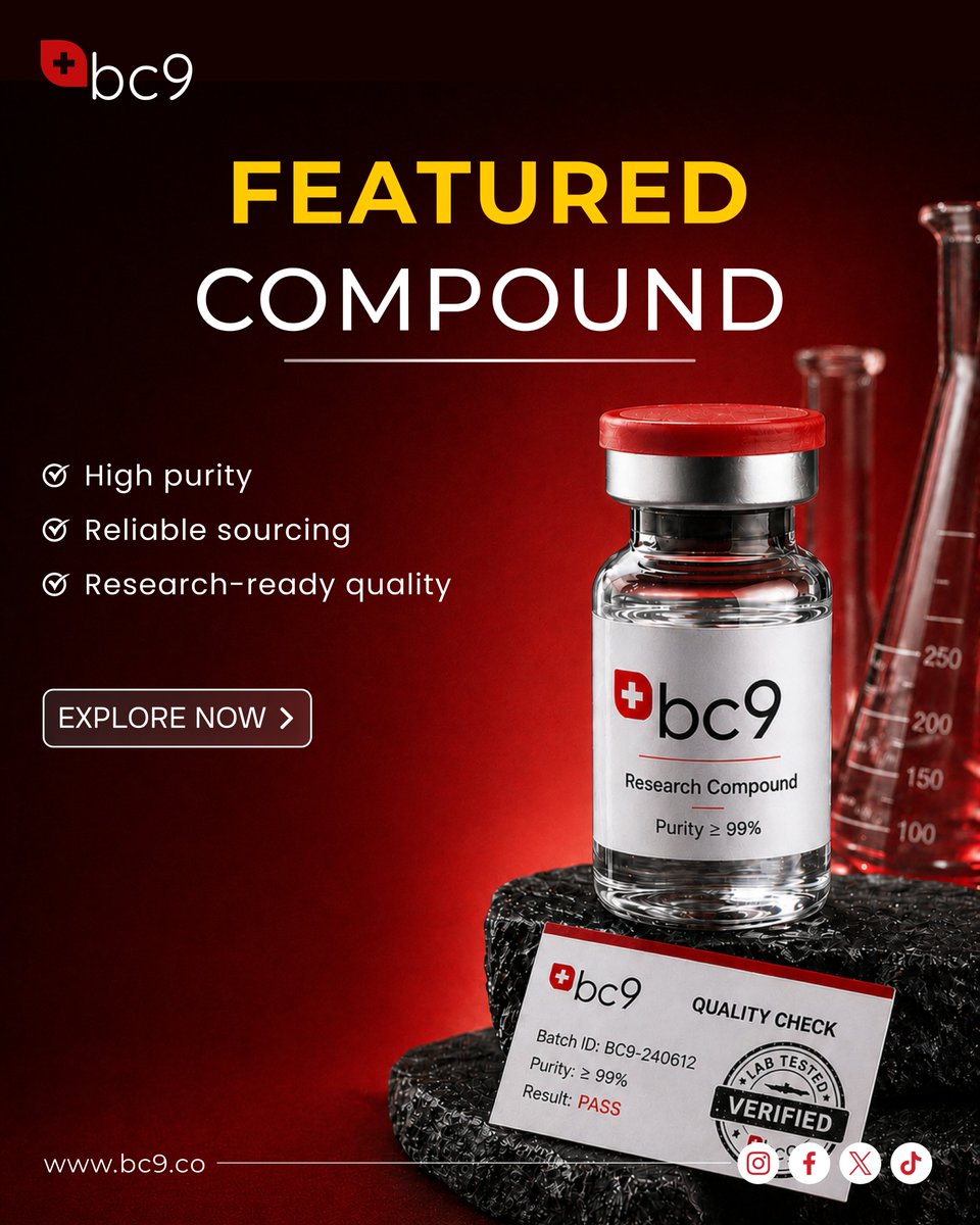 bc9co's tweet photo. Featured compound. 🔬
High purity, reliable sourcing, and research-ready quality designed for controlled laboratory environments.
⚗️ Verified standards
🧪 Precision-focused
📊 Research-grade supply

For laboratory research use only.

#BC9 #ResearchCompound #LabResearch #ResearchGrade #ScientificResearch #PrecisionMatters #PeptideResearch