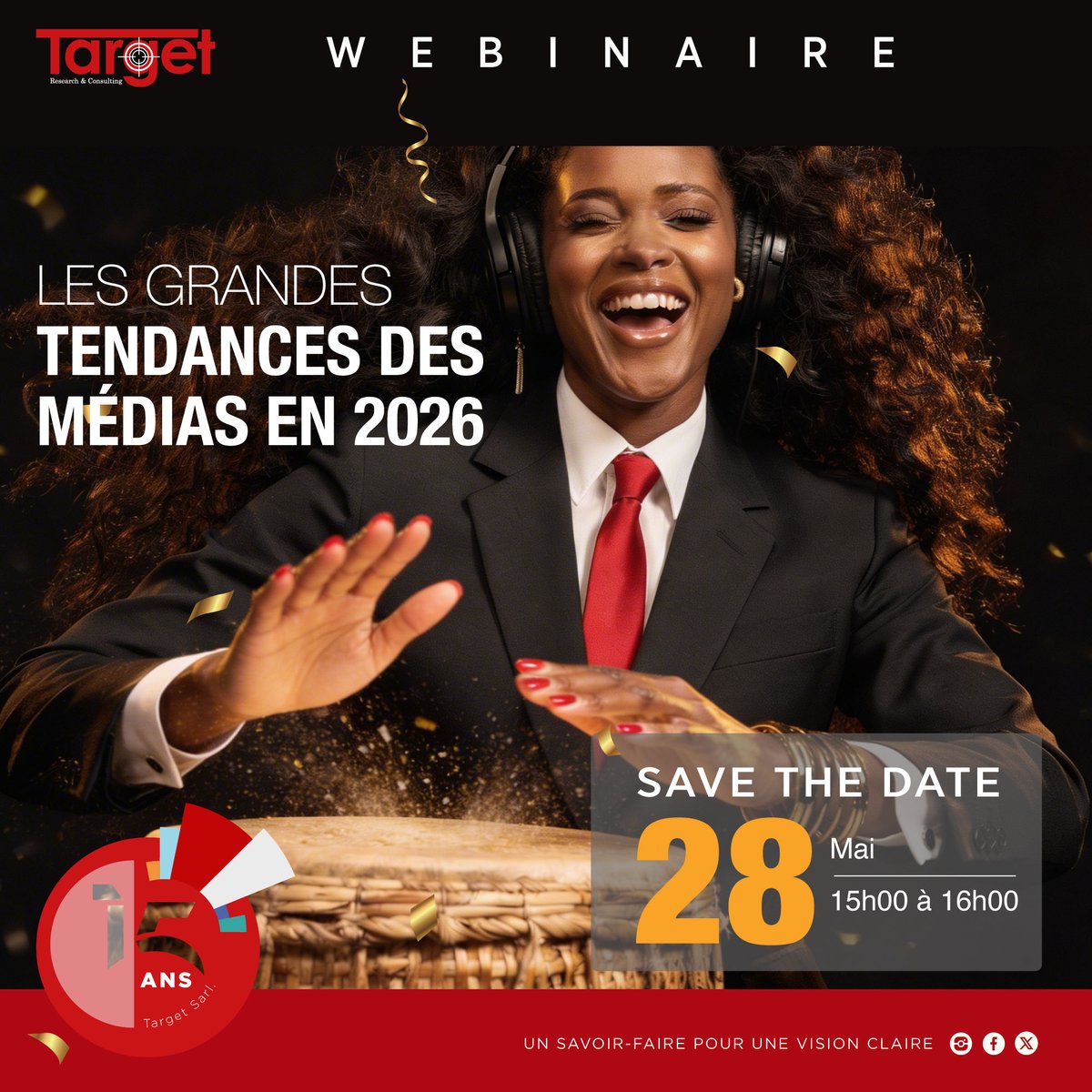 Target_SARL's tweet photo. Le #cabinet @Target_SARL  mène depuis plusieurs années, une enquête nationale sur l’audience des médias en #RDC, devenue un outil de référence pour les #annonceurs, #responsables de presse, #marketing et #communication.

Pour cette 10ème édition de l’enquête barométrique à échelle nationale, @Target_SARL  est heureux de présenter les grandes tendances des #médias en #RDC façonnées par l’essor du numérique. C’est dans ce cadre qu’un #webinaire est prévu le jeudi  28 Mai 2026, de 15h à 16h.

Inscrivez-vous dès maintenant : https://t.co/zZpNM1IQNS