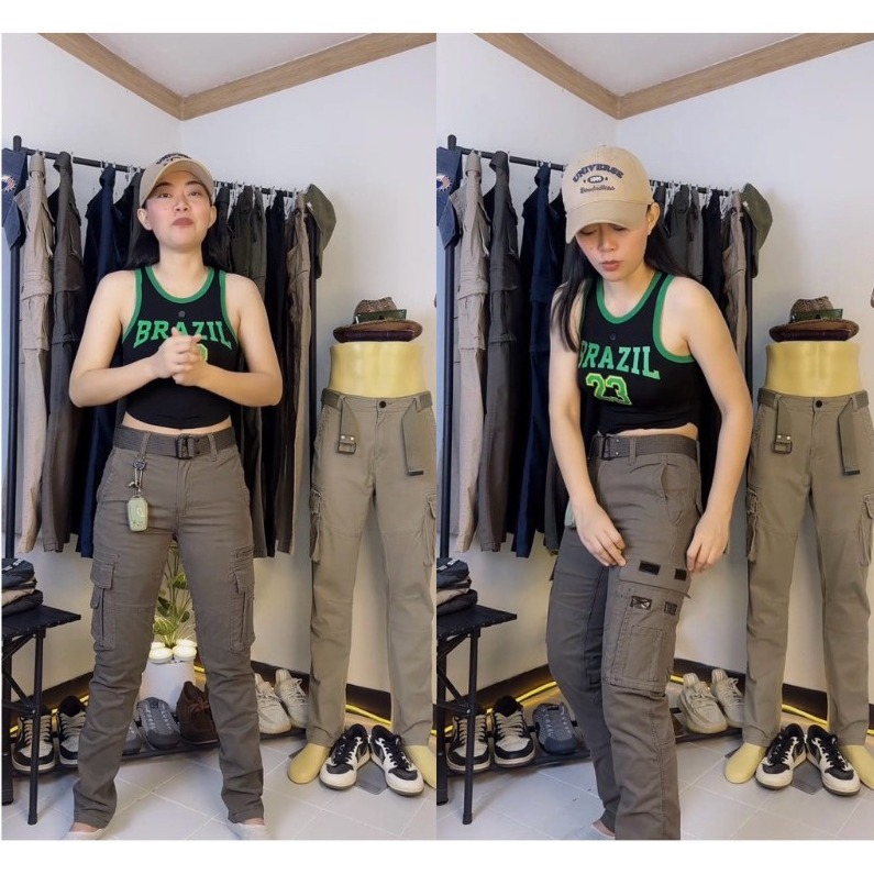 kawniewmini's tweet photo. กางเกงคาร์โก้ขายาวสุดสบาย ใส่ได้ทุกโอกาส พร้อมเข็ดขัดปรับได้!