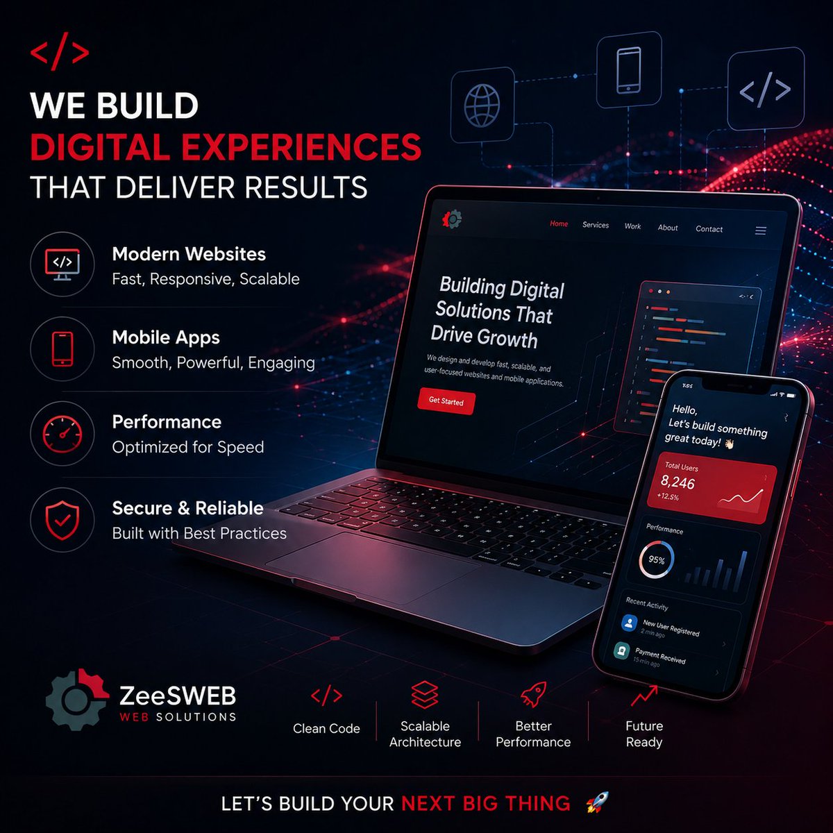 ZeeSWEB's tweet photo. 🚀 Great products need great digital experiences.⚡ Fast websites
📱 Powerful mobile apps
🔒 Secure &amp; scalable systems
That’s what we build at ZeeSweb.
👉 https://t.co/4abnTgQ3xQ

#WebDevelopment #MobileApps #Tech #Zeesweb https://t.co/UDy0K95sIs