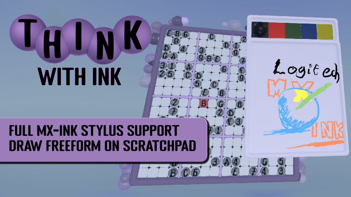 fpg_vr's tweet photo. Pen and Pad update!
🖊️ MX Ink: Full stylus controls - pressure, buttons, flip‑to‑erase. Put it down and controllers take over.
✏️ Scratchpad: scribble space for notes, chains, and ideas. Saves with your puzzle.
Plus the May Pack and fixes
Patch Notes: https://t.co/4IVzQoUTbb https://t.co/fgazVSNRGV