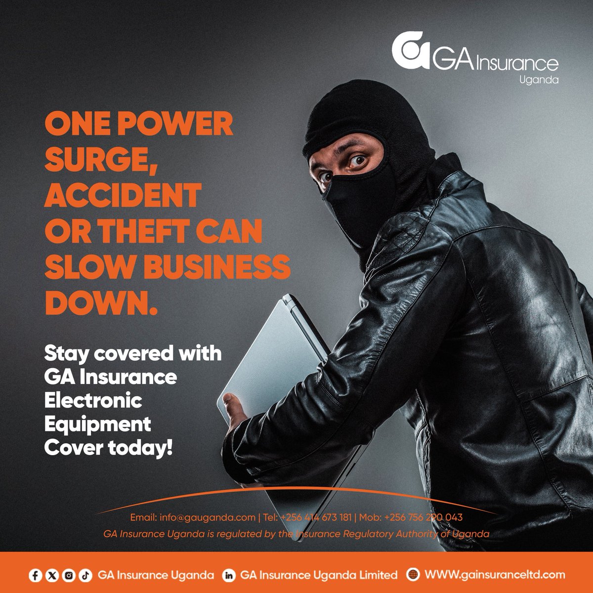 ga_uganda's tweet photo. Protect your office valuable devices &amp; keep your business running smoothly with GA Insurance Electronic Equipment Cover. Because every second of downtime can cost more than you think.

#GAInsuranceUG https://t.co/qp1nklFDcA