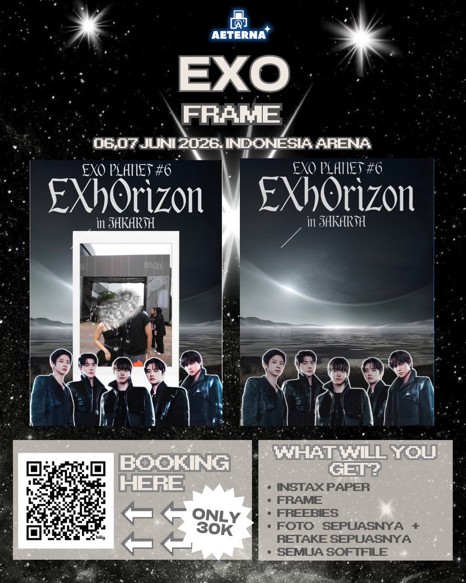 aeterna_pola's tweet photo. EXO-L mana suaranyaaa?!🔥

Dengan 30K aja kamu udah dapet:
✨ Polaroid aesthetic
✨ Frame lucu
✨ Freebies gemes

Stock terbatas ya bestie, jangan sampai kehabisan!👀

📍 Indonesia Arena (GBK)
🗓️ 6–7 Juni 2026
🕚 Mulai jam 11.00 WIB

#exo #exol #exoconcert #jasapolaroid #zonauang https://t.co/jvHjEP1Luo