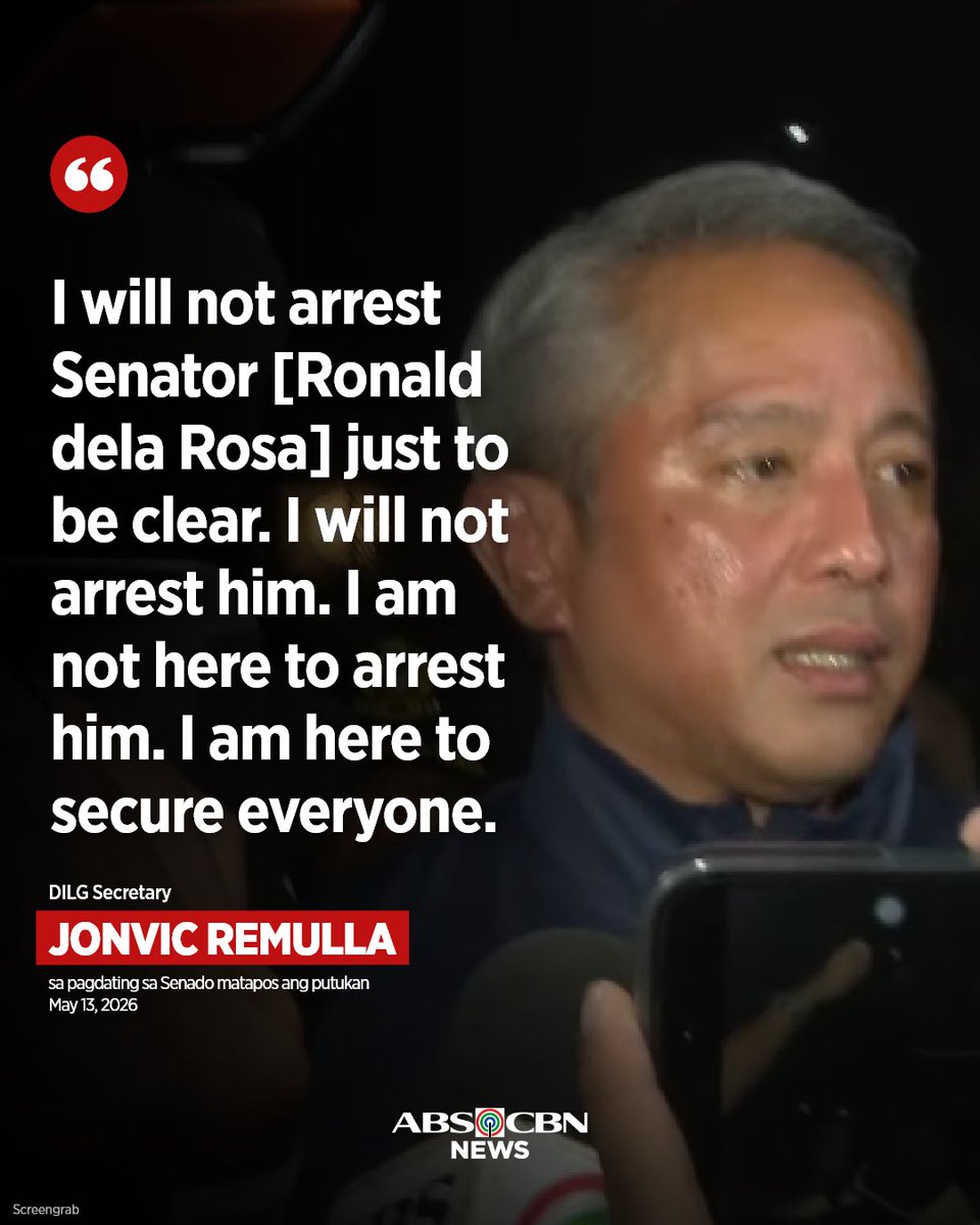 ABSCBNNews's tweet photo. Nagtungo sa Senado si DILG Secretary Jonvic Remulla para aniya’y tiyakin ang seguridad sa Senado kasunod ng ulat ng putukan. 

Kaugnay na ulat: https://t.co/Ga0DLJWKMn https://t.co/Q1ZpDed2OR