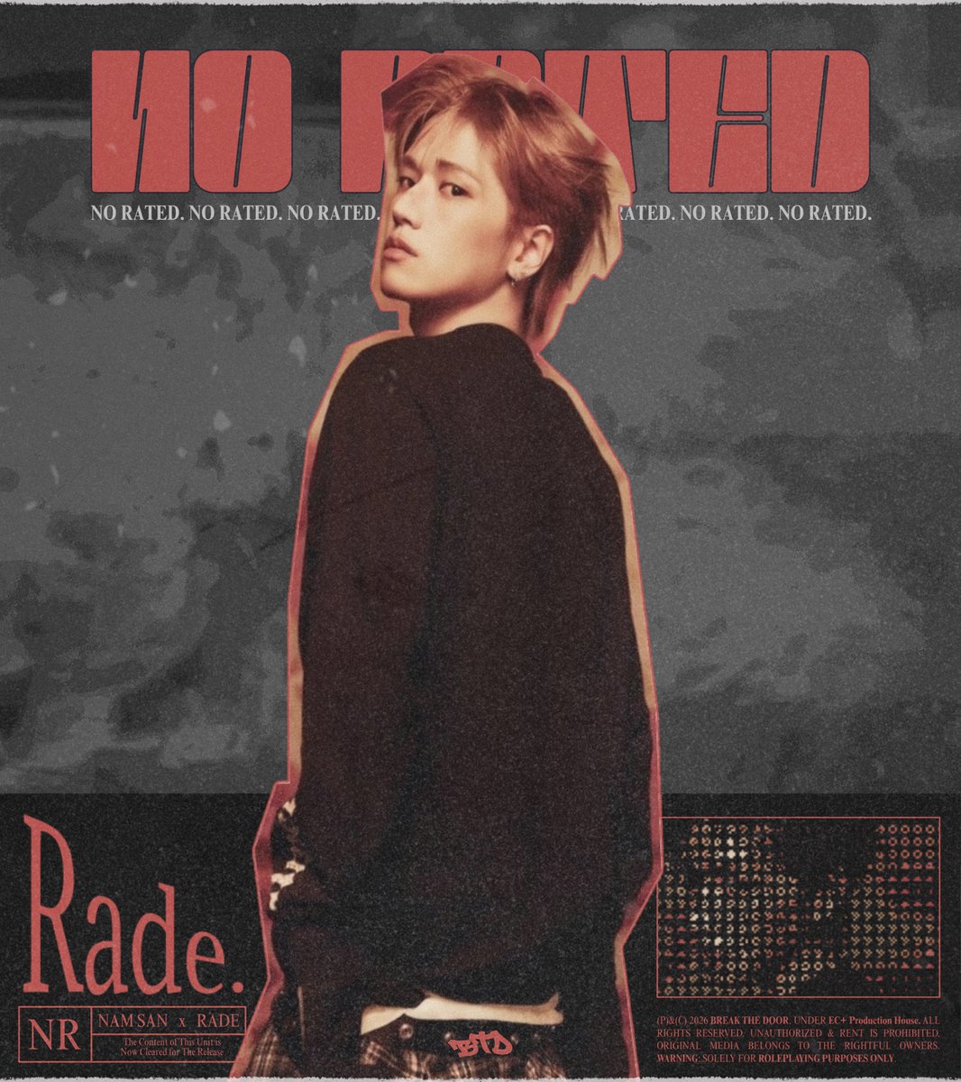 BREAKTHEDOORz's tweet photo. ️️

 ️️
𝘉𝙍𝗘𝖠𝙆 𝖳𝘏𝗘 𝖣𝙊𝝤𝖱
NAM SAN x RADE 1st EP
[ 𝗡𝗢 𝗥𝗔𝗧𝗘𝗗 ]

#RADE
Teaser Photo

Release:   17.05.2026    |    4 P.M.
 ️️

 ️️ https://t.co/44nVH2YSyx