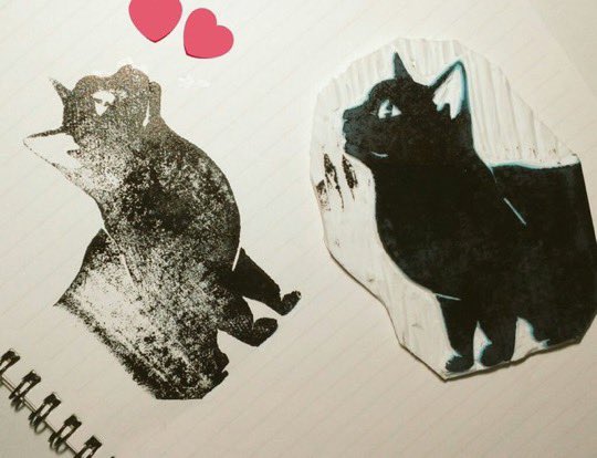 バクステ図画工作部 中学の時に作った猫ちゃんの消しゴムはんこと