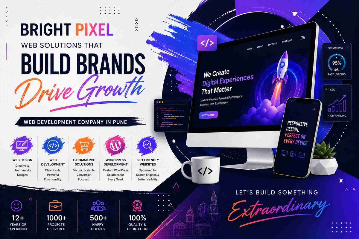 brightpixel2's tweet photo. Bright Pixel is a trusted web development company in Pune specializing in responsive website design, custom website development, WordPress development, ecommerce solutions, UI/UX design, and SEO-friendly web solutions. https://t.co/MtbtztNHDK