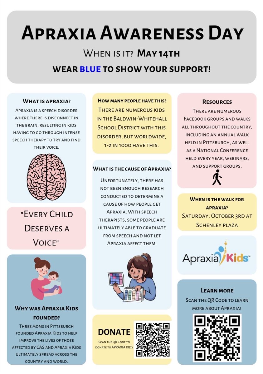 BWSDNHS's tweet photo. #ApraxiaAwarenessDay💙 is TOMORROW &amp; please remember to wear your BLUE to support! https://t.co/o76XUu3tdX
