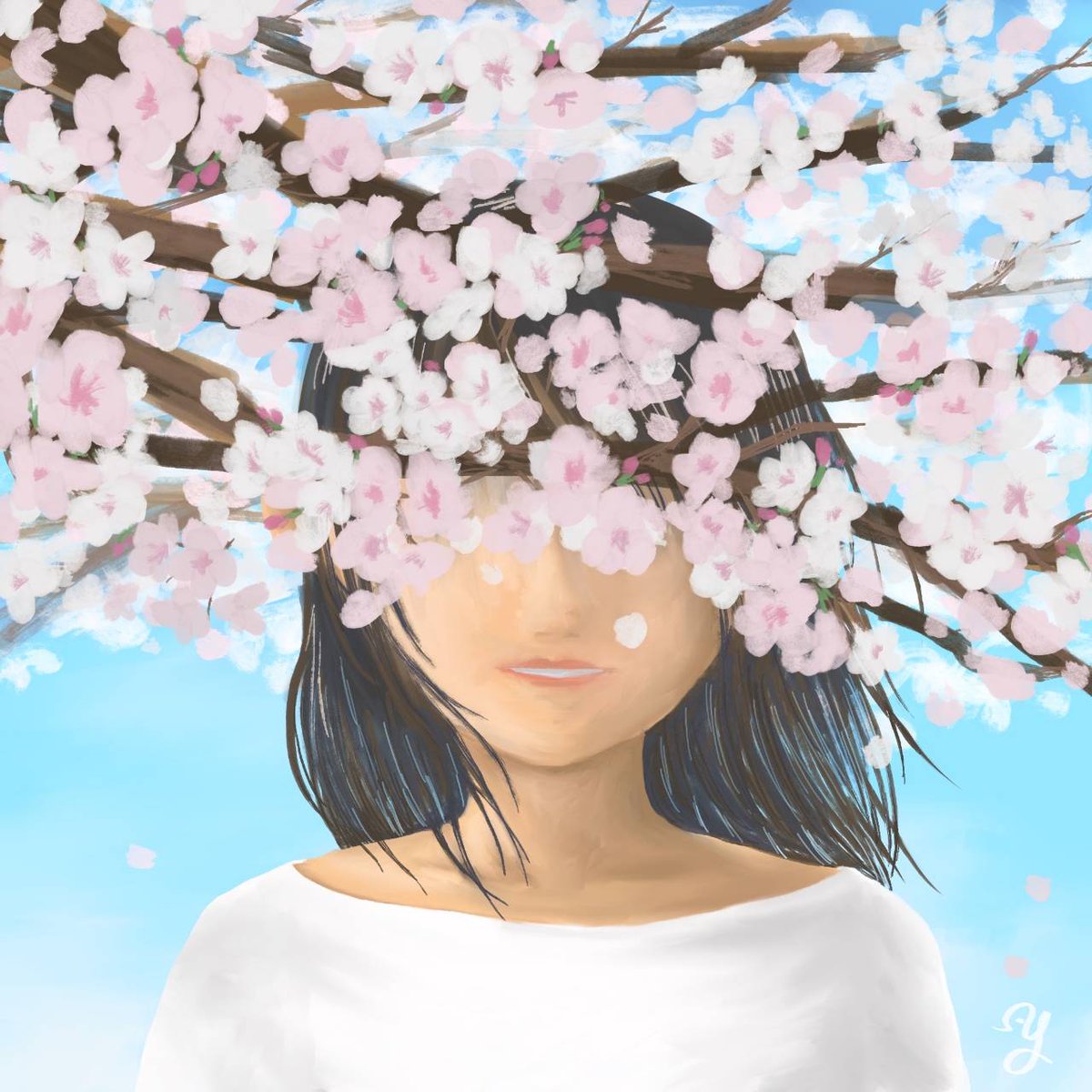 この前、テレビでやってた弘前城の桜特集の見てて、桜で目元とか隠れて