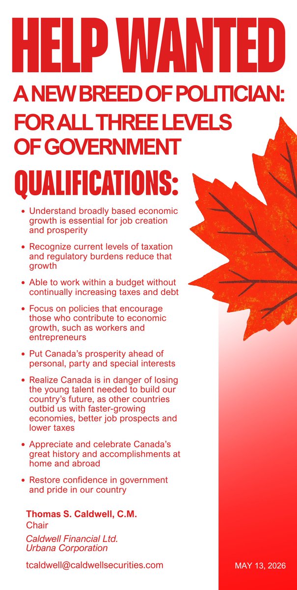 CSL_Invest's tweet photo. Help Wanted! – A New Breed of Politician: For All Three Levels of Government. 🍁

Here is our latest ad published in @TheHillTimes (Wednesday, May 13, 2026), the @globeandmail (Thursday, May 14, 2026), and the @nationalpost (Saturday, May 16, 2026). https://t.co/aagxKxtd2Y